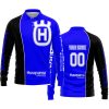 LIMITED EDITION - CUSTOM NAME MOTOCROCSS V2 - HUSQVARNA BLUE - LONG SLEEVE POLO SHIRT