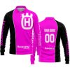 LIMITED EDITION - CUSTOM NAME MOTOCROCSS V2 - HUSQVARNA PINK - LONG SLEEVE POLO SHIRT