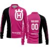 LIMITED EDITION - CUSTOM NAME MOTOCROCSS V2 - HUSQVARNA PINK 1 - LONG SLEEVE POLO SHIRT