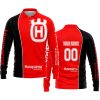 LIMITED EDITION - CUSTOM NAME MOTOCROCSS V2 - HUSQVARNA RED - LONG SLEEVE POLO SHIRT