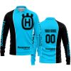 LIMITED EDITION - CUSTOM NAME MOTOCROCSS V2 - HUSQVARNA SKY BLUE - LONG SLEEVE POLO SHIRT