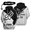TOO FAST TO LIVE TOO YOUNG TO DIE - 3D ALL OVER PRINTED - FOX RACING - BLACK