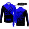 TOO FAST TO LIVE TOO YOUNG TO DIE - 3D ALL OVER PRINTED - FOX RACING - BLUE - LONG SLEEVE POLO SHIRT