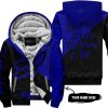 TOO FAST TO LIVE TOO YOUNG TO DIE - 3D ALL OVER PRINTED - FOX RACING - NAVY - FLEECE ZIP HOODIE