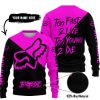 TOO FAST TO LIVE TOO YOUNG TO DIE - 3D ALL OVER PRINTED - FOX RACING - PINK - SWEATER UGLY