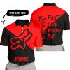TOO FAST TO LIVE TOO YOUNG TO DIE - 3D ALL OVER PRINTED - FOX RACING - RED - POLO SHIRT
