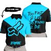 TOO FAST TO LIVE TOO YOUNG TO DIE - 3D ALL OVER PRINTED - FOX RACING - SKY BLUE - POLO SHIRT