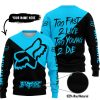 TOO FAST TO LIVE TOO YOUNG TO DIE - 3D ALL OVER PRINTED - FOX RACING - SKY BLUE - SWEATER UGLY
