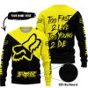 TOO FAST TO LIVE TOO YOUNG TO DIE - 3D ALL OVER PRINTED - FOX RACING - YELLOW - SWEATER UGLY