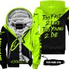 TOO FAST TO LIVE TOO YOUNG TO DIE - 3D ALL OVER PRINTED - ALPINESTARS NEON - FLEECE ZIP HOODIE