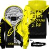 TOO FAST TO LIVE TOO YOUNG TO DIE - 3D ALL OVER PRINTED - ALPINESTARS YELLOW - FLEECE ZIP HOODIE