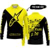 TOO FAST TO LIVE TOO YOUNG TO DIE - 3D ALL OVER PRINTED - ALPINESTARS YELLOW - LONG SLEEVE POLO SHIRT