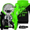 TOO FAST TO LIVE TOO YOUNG TO DIE - 3D ALL OVER PRINTED - CAN AM GREEN - FLEECE ZIP HOODIE
