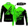 TOO FAST TO LIVE TOO YOUNG TO DIE - 3D ALL OVER PRINTED - FLY RACING GREEN - LONG SLEEVE POLO SHIRT
