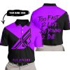 TOO FAST TO LIVE TOO YOUNG TO DIE - 3D ALL OVER PRINTED - FLY RACING PURPLE - POLO SHIRT