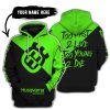 TOO FAST TO LIVE TOO YOUNG TO DIE - 3D ALL OVER PRINTED - HUSQVARNA GREEN