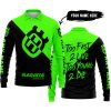 TOO FAST TO LIVE TOO YOUNG TO DIE - 3D ALL OVER PRINTED - HUSQVARNA GREEN - LONG SLEEVE POLO SHIRT