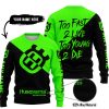 TOO FAST TO LIVE TOO YOUNG TO DIE - 3D ALL OVER PRINTED - HUSQVARNA GREEN - SWEATER UGLY