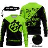 TOO FAST TO LIVE TOO YOUNG TO DIE - 3D ALL OVER PRINTED - HUSQVARNA GREEN 1 - SWEATER UGLY