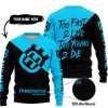 TOO FAST TO LIVE TOO YOUNG TO DIE - 3D ALL OVER PRINTED - HUSQVARNA SKY BLUE - SWEATER UGLY