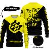 TOO FAST TO LIVE TOO YOUNG TO DIE - 3D ALL OVER PRINTED - HUSQVARNA YELLOW - SWEATER UGLY