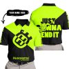 JUST GONNA SEND IT - 3D ALL OVER PRINTED - HUSQVARNA NEON - POLO SHIRT