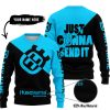 JUST GONNA SEND IT - 3D ALL OVER PRINTED - HUSQVARNA SKY BLUE - SWEATER UGLY