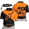 JUST FKCN SEND IT - 3D ALL OVER PRINTED - ALPINESTARS ORANGE - POLO SHIRT
