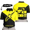 JUST FKCN SEND IT - 3D ALL OVER PRINTED - ALPINESTARS YELLOW - POLO SHIRT