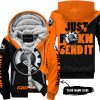 JUST FKCN SEND IT - 3D ALL OVER PRINTED - CAN AM ORANGE - FLEECE ZIP HOODIE