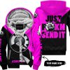 JUST FKCN SEND IT - 3D ALL OVER PRINTED - CAN AM PINK - FLEECE ZIP HOODIE