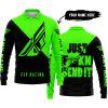 JUST FKCN SEND IT - 3D ALL OVER PRINTED - FLY RACING GREEN - LONG SLEEVE POLO SHIRT