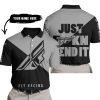 JUST FKCN SEND IT - 3D ALL OVER PRINTED - FLY RACING GREY - POLO SHIRT