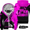 JUST FKCN SEND IT - 3D ALL OVER PRINTED - FLY RACING PINK - FLEECE ZIP HOODIE