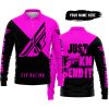 JUST FKCN SEND IT - 3D ALL OVER PRINTED - FLY RACING PINK - LONG SLEEVE POLO SHIRT