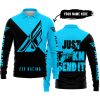 JUST FKCN SEND IT - 3D ALL OVER PRINTED - FLY RACING SKY BLUE - LONG SLEEVE POLO SHIRT