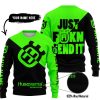 JUST FKCN SEND IT - 3D ALL OVER PRINTED - HUSQVARNA GREEN - SWEATER UGLY