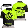 JUST FKCN SEND IT - 3D ALL OVER PRINTED - HUSQVARNA NEON - POLO SHIRT