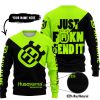 JUST FKCN SEND IT - 3D ALL OVER PRINTED - HUSQVARNA NEON - SWEATER UGLY