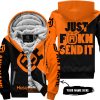 JUST FKCN SEND IT - 3D ALL OVER PRINTED - HUSQVARNA ORANGE - FLEECE ZIP HOODIE