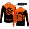 JUST FKCN SEND IT - 3D ALL OVER PRINTED - HUSQVARNA ORANGE - LONG SLEEVE POLO SHIRT