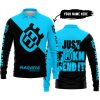 JUST FKCN SEND IT - 3D ALL OVER PRINTED - HUSQVARNA SKY BLUE - LONG SLEEVE POLO SHIRT