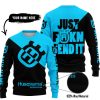 JUST FKCN SEND IT - 3D ALL OVER PRINTED - HUSQVARNA SKY BLUE - SWEATER UGLY