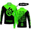 TILL THE FUCKIN FREAKIN TRAINING WHEEL FALL OFF - 3D ALL OVER PRINTED - HUSQVARNA GREEN - LONG SLEEVE POLO SHIRT