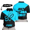 JUST GONNA SEND IT – 3D ALL OVER PRINTED – FOX RACING GIRL – SKY BLUE - POLO SHIRT