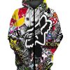 Fox racing red hoodie, Fox racing motocross sticker bomb, Fox racing jersey custom