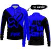 JUST FCKN SEND IT – 3D ALL OVER PRINTED – FOX RACING GIRL – BLUE - LONG SLEEVE POLO SHIRT