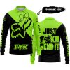 JUST FCKN SEND IT – 3D ALL OVER PRINTED – FOX RACING GIRL – GREEN 1 - LONG SLEEVE POLO SHIRT