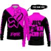 JUST FCKN SEND IT – 3D ALL OVER PRINTED – FOX RACING GIRL – PINK - LONG SLEEVE POLO SHIRT