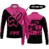 JUST FCKN SEND IT – 3D ALL OVER PRINTED – FOX RACING GIRL – PINK 1 - LONG SLEEVE POLO SHIRT